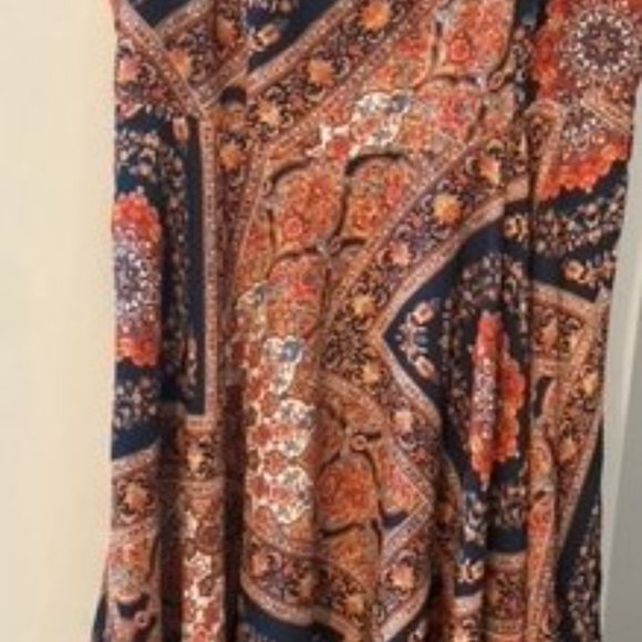 Unworn Burned Orange & Navy Dress - Picture 2 of 4